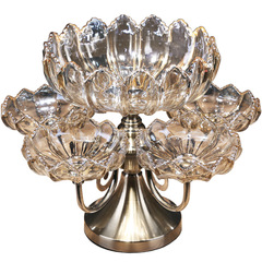 Wholesale European-style luxury crystal glass fruit plate multi-layer rotating living room coffee table home use double-layer divided snack candy