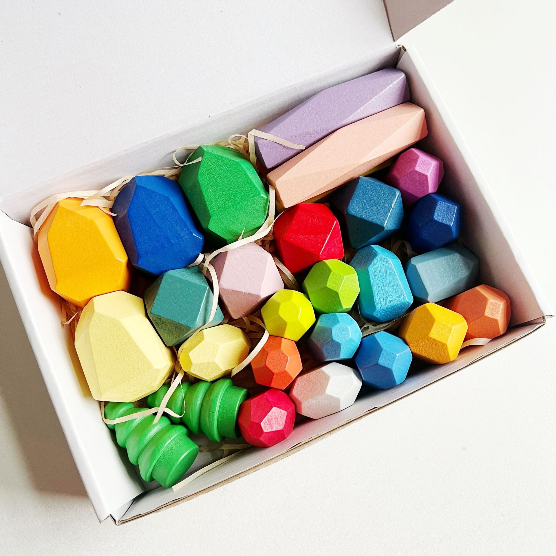 Piedra laminada de madera para niños piedra de color Montessori de madera equilibrio cognitivo laminado bloques de construcción juguetes de educación temprana