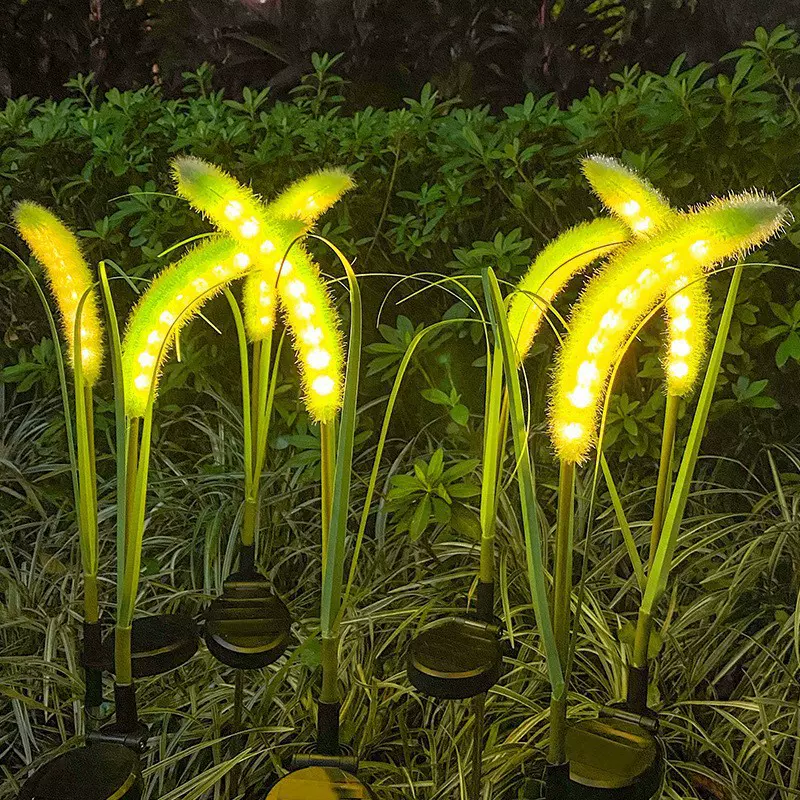 户外仿真太阳能狗尾巴草灯 led发光芦苇灯户外庭院景观装饰草坪灯