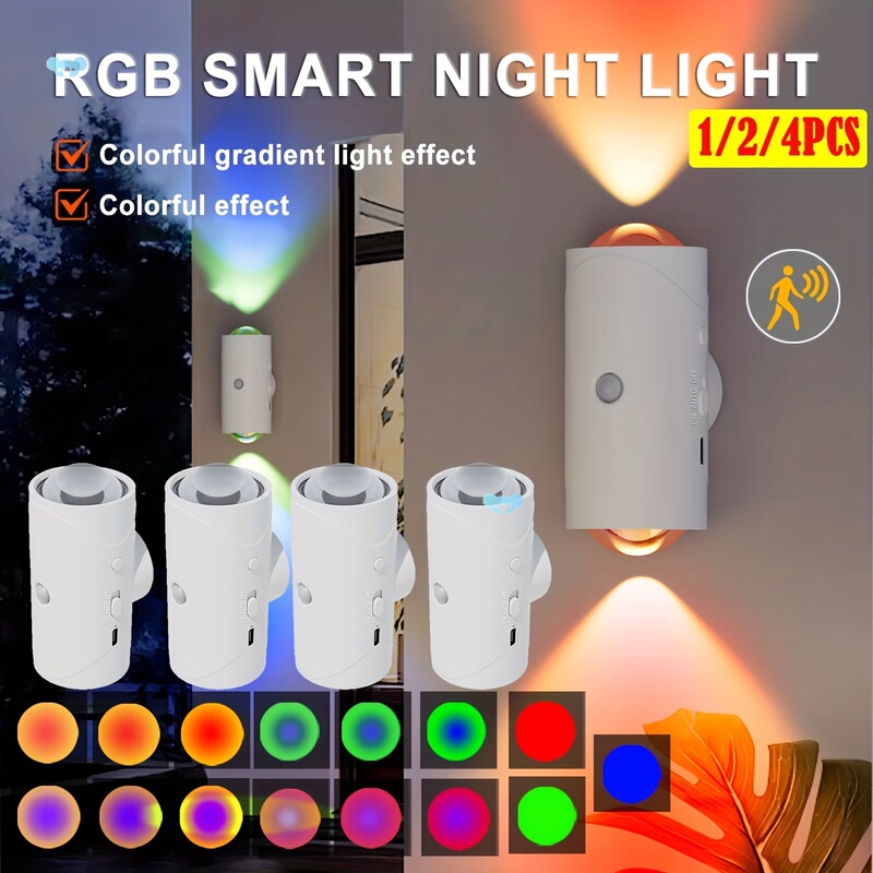4/2/1pc スマート LED ナイトライト モーションセンサー付き 3 照明|undefined