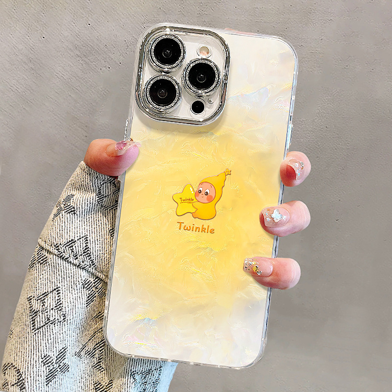 Cute Star-Themed Phone Case Suitable for 17Promax, iPhone 16 Cartoon, 15 Full-Cover Lens Film, 14 High-Appearance Value, 13