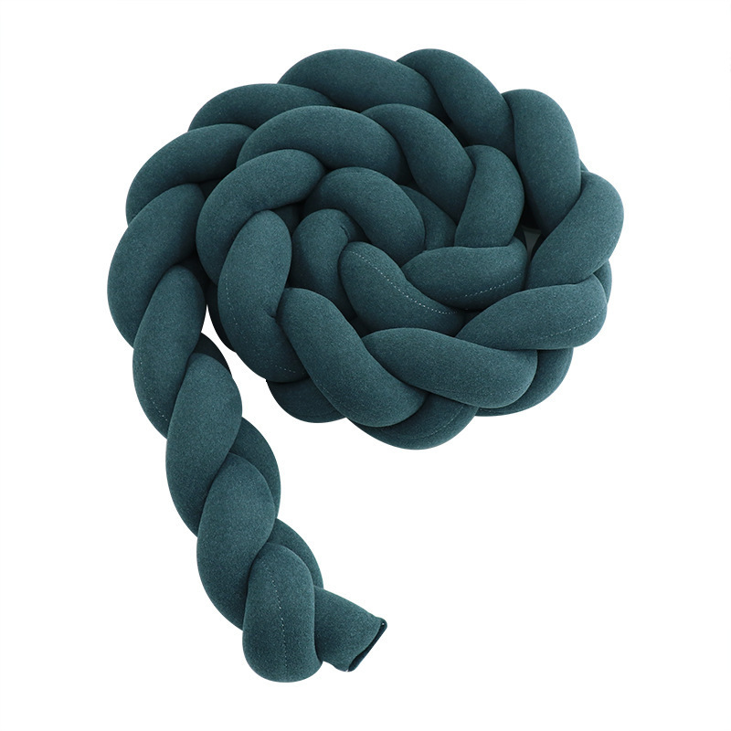 Protector de Barandilla de Cama con Trenza de Tres Hebras, Decoración de Barandilla de Cama para Bebés y Niños, Almohada Anudada de Estilo Europeo Tejida a Mano Estilo Ins.