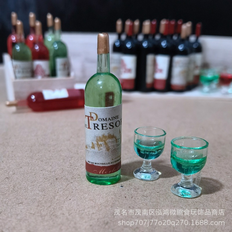 Casa de muñecas pequeño paño casa de muñecas accesorios escena modelo miniatura comida y juego bar bodega decoración simulación botella de vino