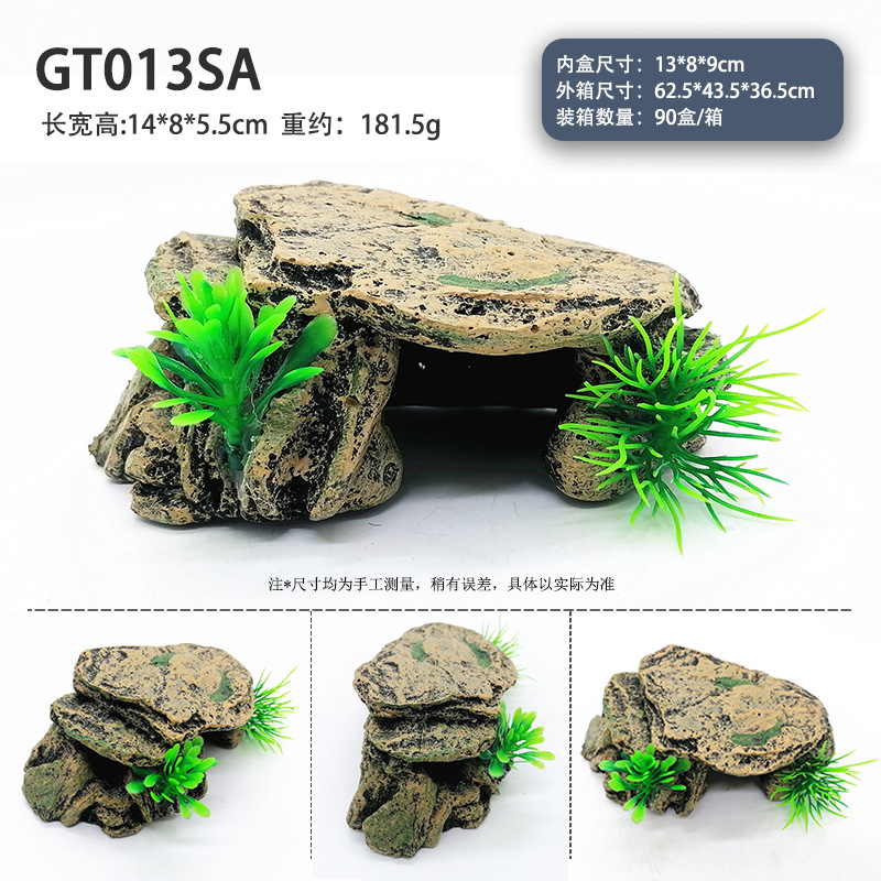 Crawler Fish Tank acuario paisaje decoración resina artesanía simulación secado tortuga tabla agujero coral Buda estatua cactus