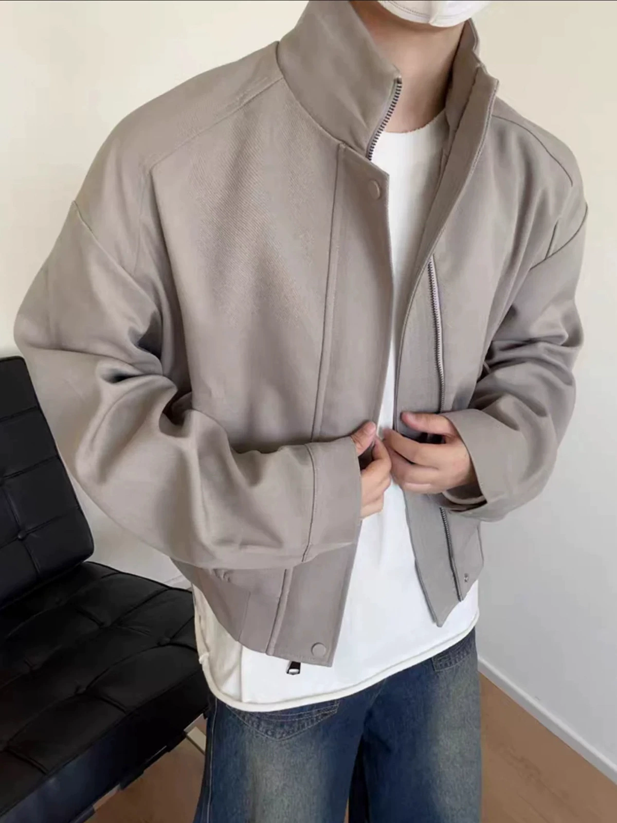 Cleanfit костюм на стойке ворот Harrington jacket мужской 2025 весна американский ретро городской универсальный короткий и широкий жакет