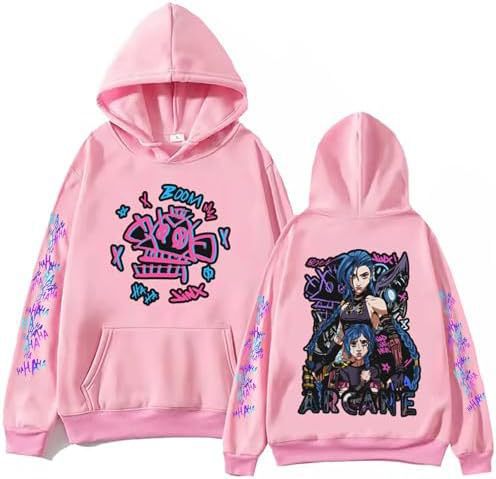 ElegancwCLOW Anime Arcane-Jinx Hoodie Harajuku Hip Hop Pullo