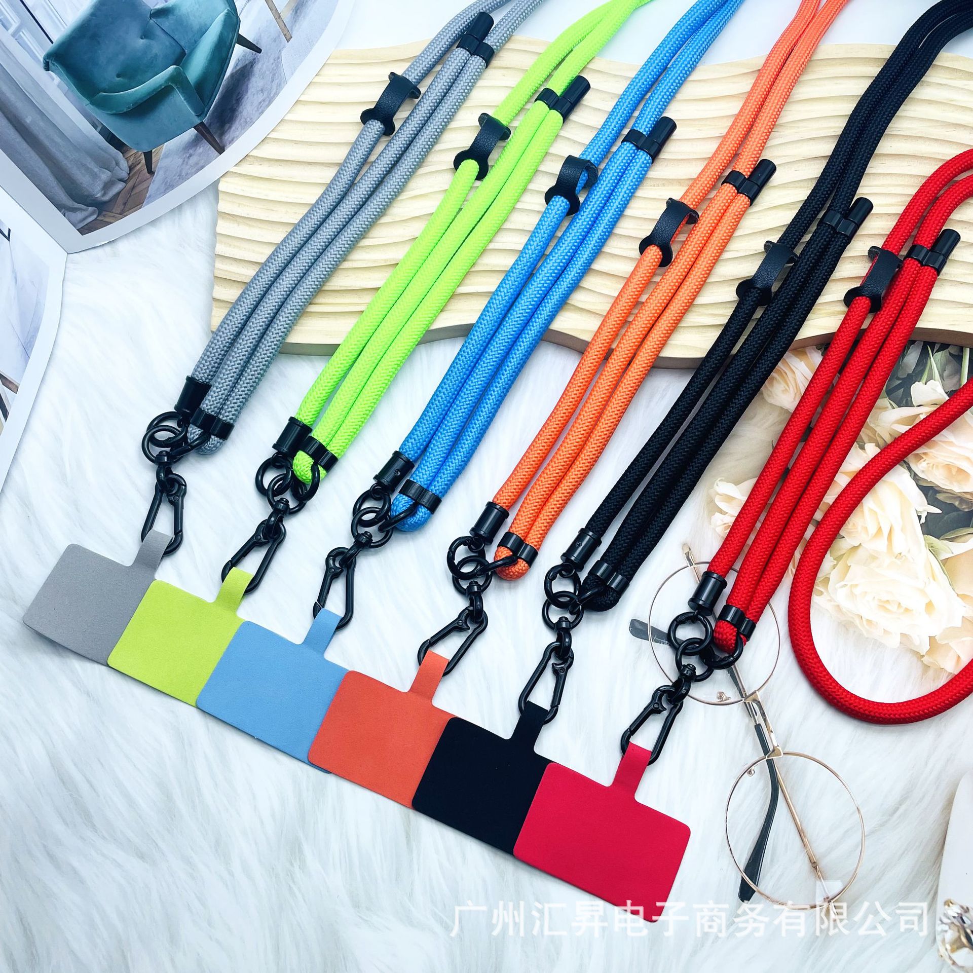 8MM adjustable mobile phone rope gasket multifunctional mobile phone case lanyard crossbody halter strap rope clip detachable