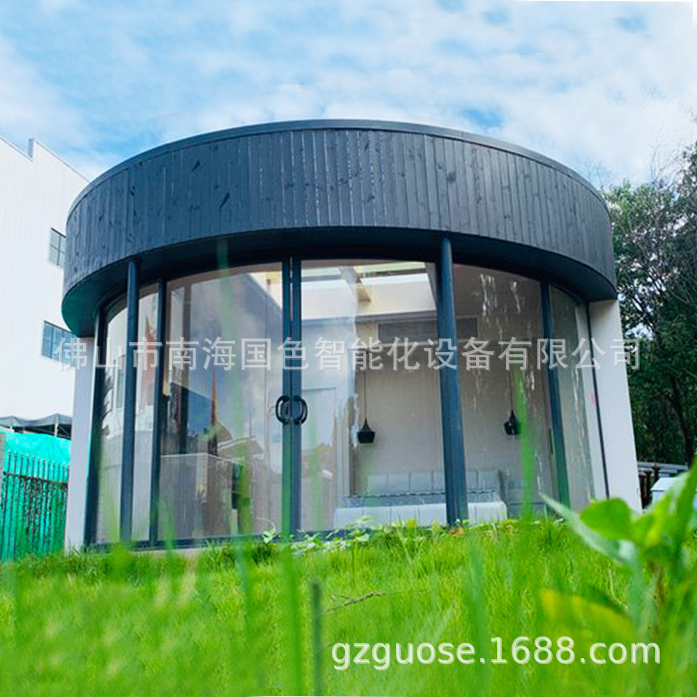 Casa de madera redonda de acero ligero Villa Sunshine Room punto escénico vacaciones B & B contenedor estructura de acero Villa cápsula espacial Hotel