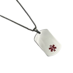 Stainless Steel First Aid Sign Pendant Red Cross Snake Staff Titanium Steel Necklace Medical Brand Military Brand Pendant Pearl Chain Tag