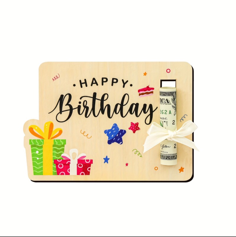 亚马逊木质工艺品圣诞钱夹 生日抓周道具 现金礼品雕刻装饰品|undefined