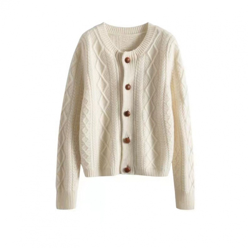 2024 Autumn New Arrival 100% Pure Wool Cardigan for Women, Loose and Relaxed Style, Round Neck Wool Coat, Knitted Base Layer