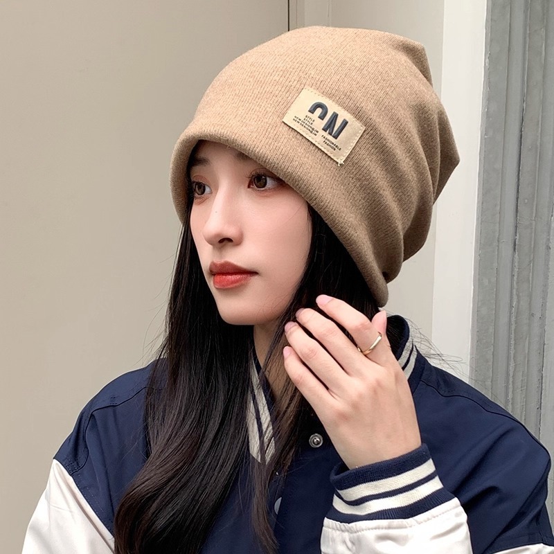 网红堆堆帽女秋冬季产后月子帽百搭显脸小针织毛线保暖包头冷帽子|undefined