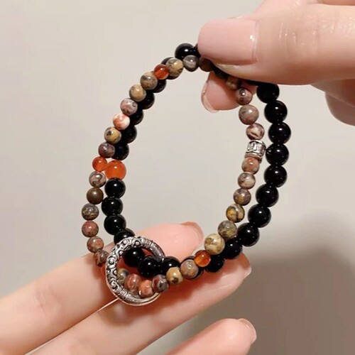 Chinese aesthetics! National style peace knot bead bracelet for women 2024 new natural stone bracelet couple accessories trendy