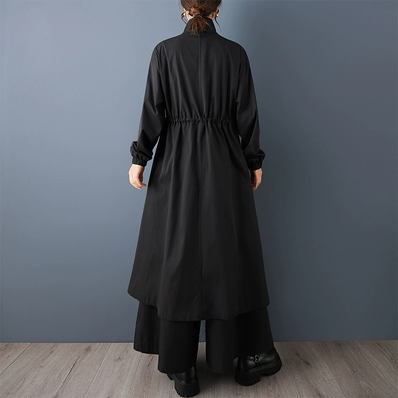 Парадная дизайнерская trench coat с молнией, модная куртка, тренд сезона, оверсайз, шнуровка, облегающий