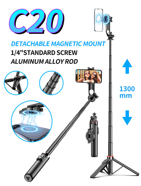Magnetic Selfie Stick Floor-Standing Tripod Travel Portable Multi-Functional Bluetooth Photo Artifact Desktop Live Broadcast Mobile Phone Holder
