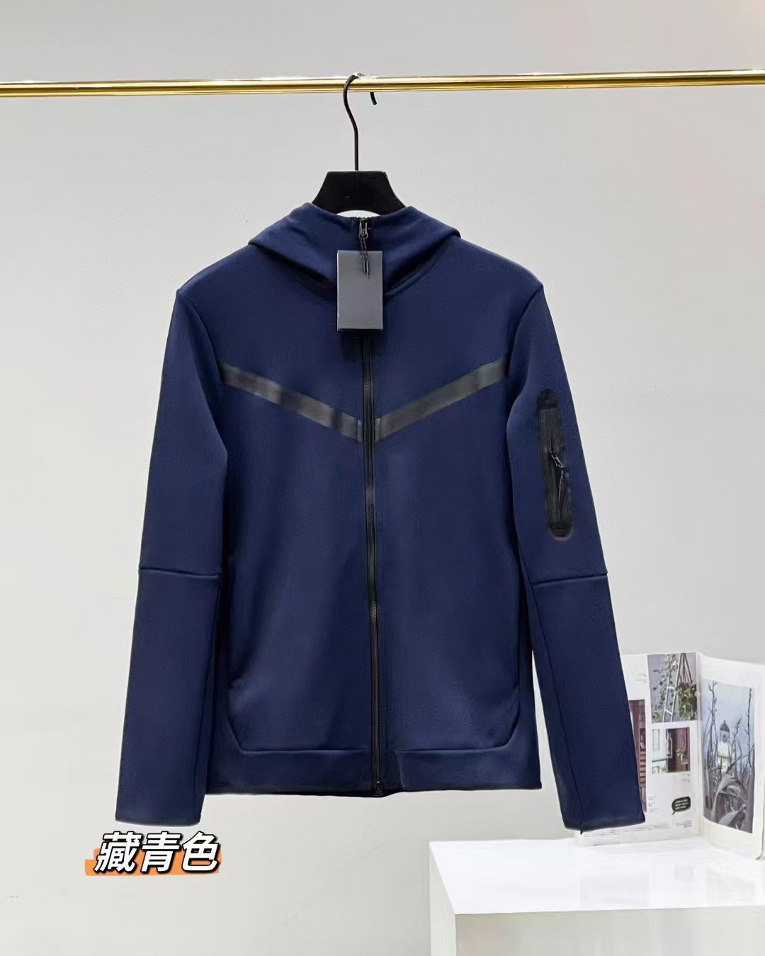 Camiseta con cremallera encapuchada transfronteriza para hombres primavera y otoño nueva chaqueta casual de ropa deportiva, pantalones de pies pequeños, dos piezas