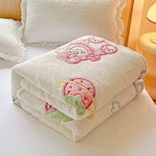 新款卡通雪花绒提花毛毯背印塔芙绒毯子办公室午睡毯礼品毯批发