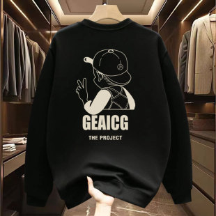 Fashionable Brand High Street Printed Long-Sleeved Sweatshirt for Men 2024 Spring New Heavyweight Round Neck Casual Top Jacket Ins