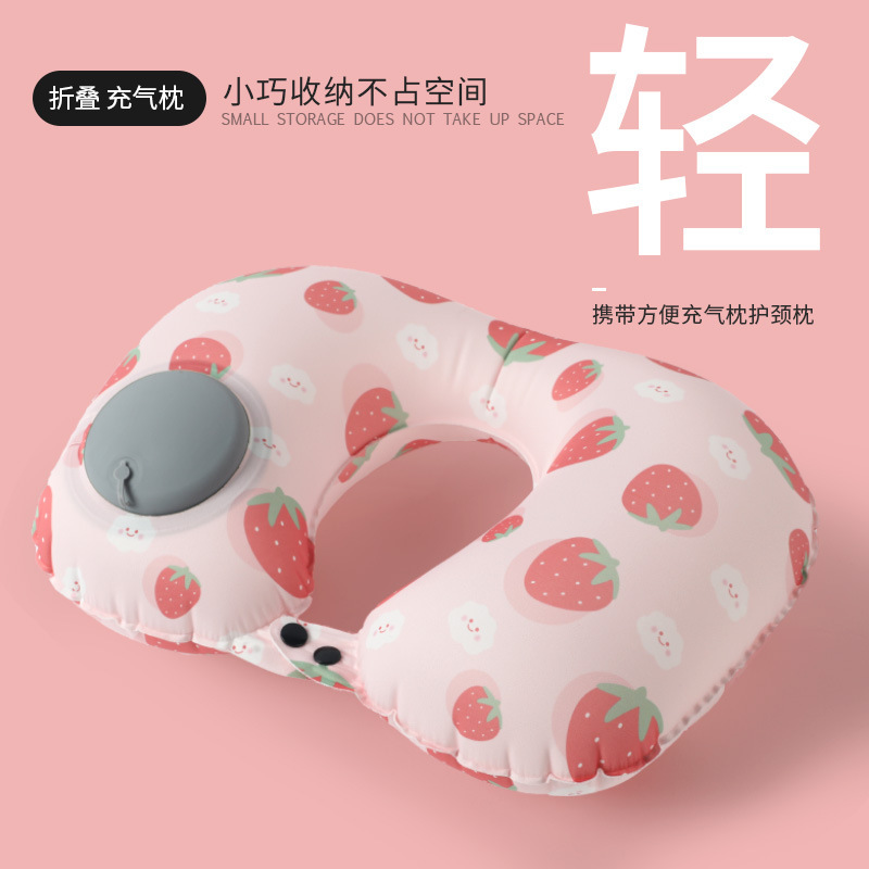 Almohada inflable, almohada para el cuello portátil de viaje, almohada en forma de U inflable, almohada para el cuello de tres tesoros de viaje, almohada para el avión