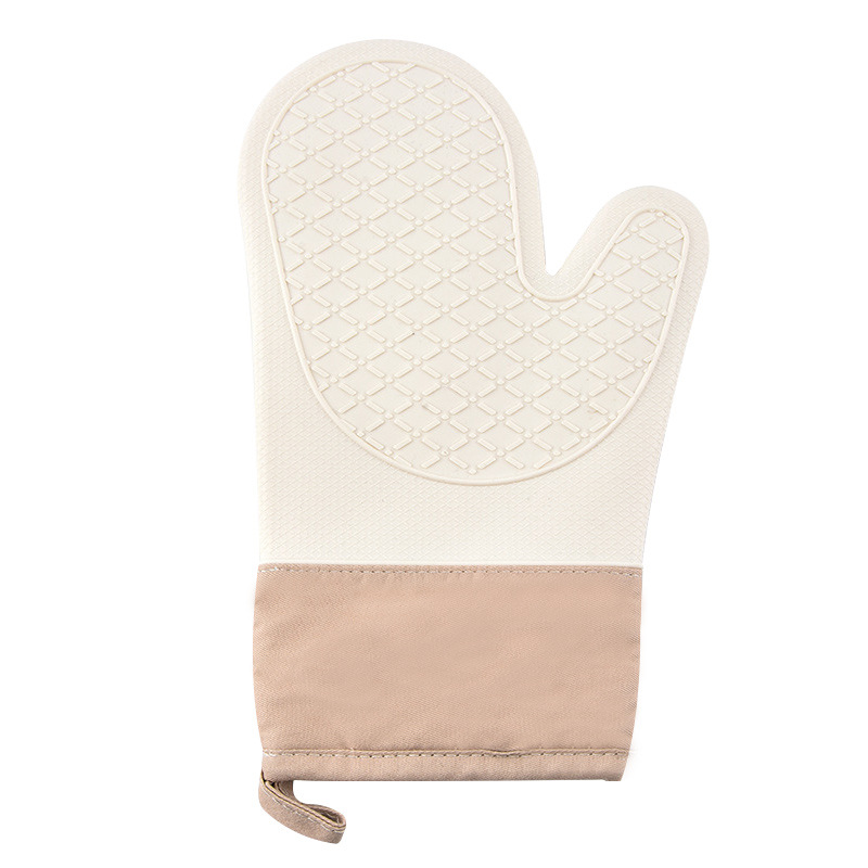 Guantes de aislamiento térmico de silicona, guantes anti-escaldado para microondas resistentes a altas temperaturas, guantes de horno para hornear con patrón de rombos de algodón