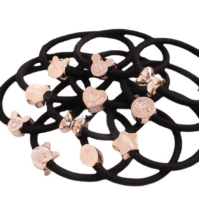 Promotional small gifts 2 yuan store Korean style hair accessories imitation metal crown rubber band hair rope gold bead hair ring wholesale