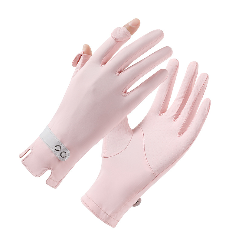 Guantes de protección solar, seda de hielo anti-ultravioleta para mujer, silicona al aire libre, antideslizante, conducción, ciclismo, deportes, guantes de gasa originales ligeros
