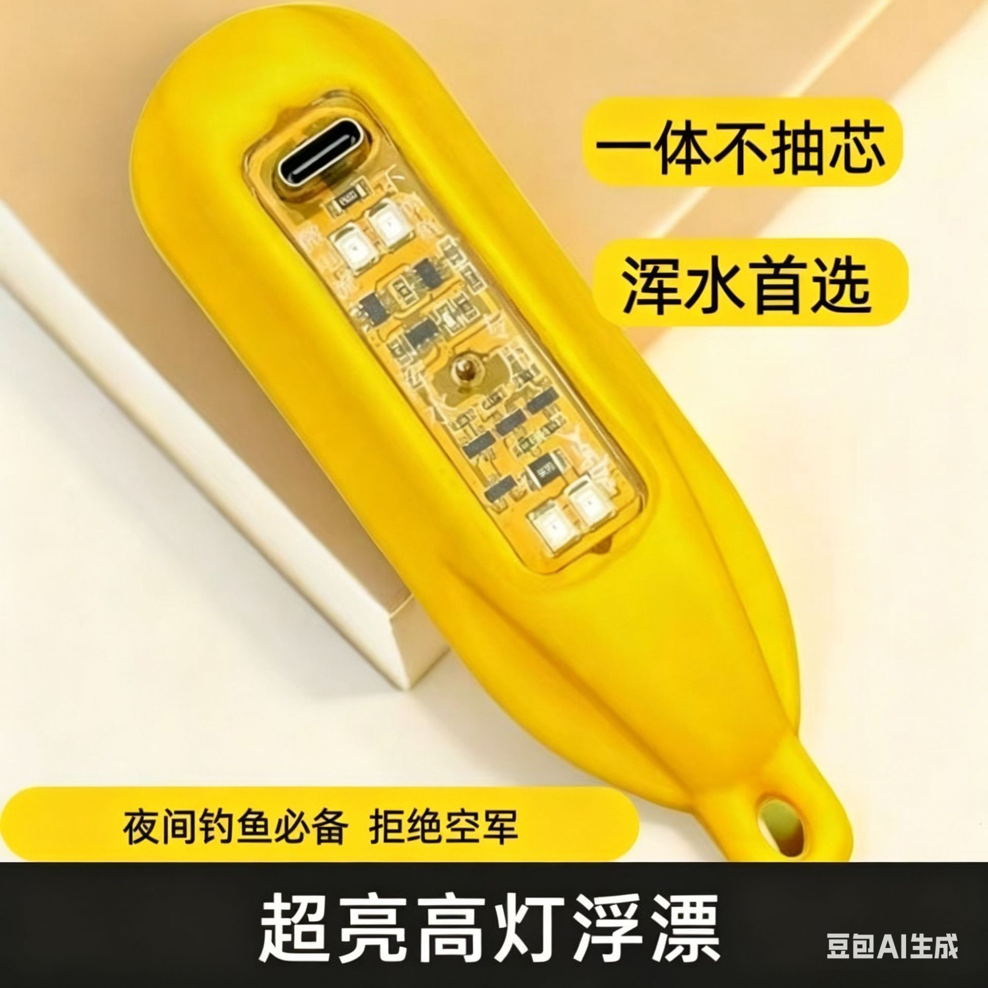 6000 Brightness Visible Fish-Attracting Light, High-Light Fishing Float, Night Vision Light, Ultra-Bright Deep Murky Water Fish-Attracting Light, Fishing Yellow Float