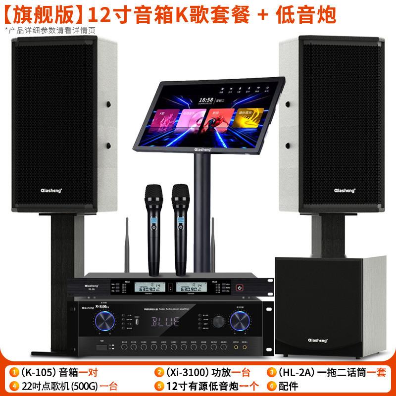 QIASHENG ファミリー KTV オーディオセットフルセットのカラオケマシンホームプロフェッショナルカラオケカラオケマシンスピーカー機器|undefined