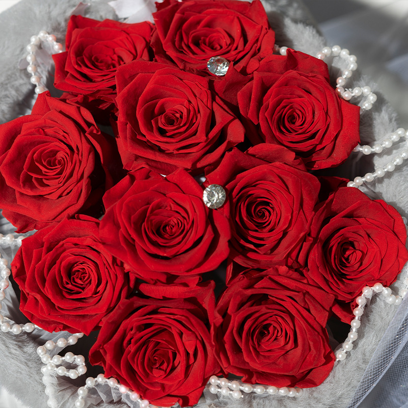 Ramo de orejas de conejo de rosa de flor eterna, regalo de confesión de boda del Día de San Valentín para novia, regalo de flores reales creativo de alta gama
