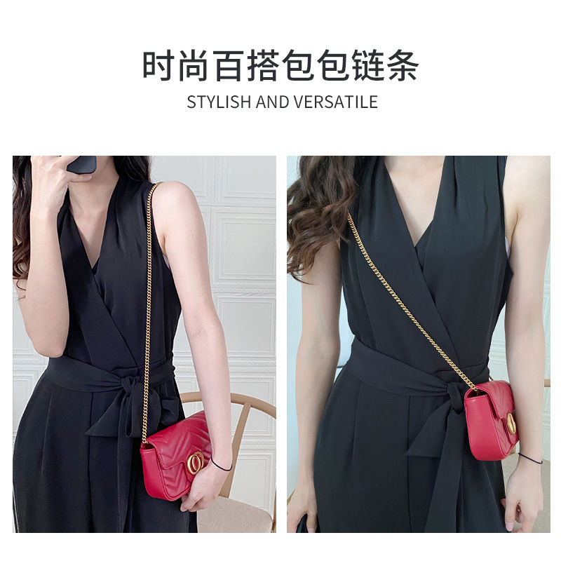 Upgrade the high-end bronze-colored alloy chain of your shoulder bag with a single-purchase accessory to replace the original chain, transforming it into a metal chain strap bag.