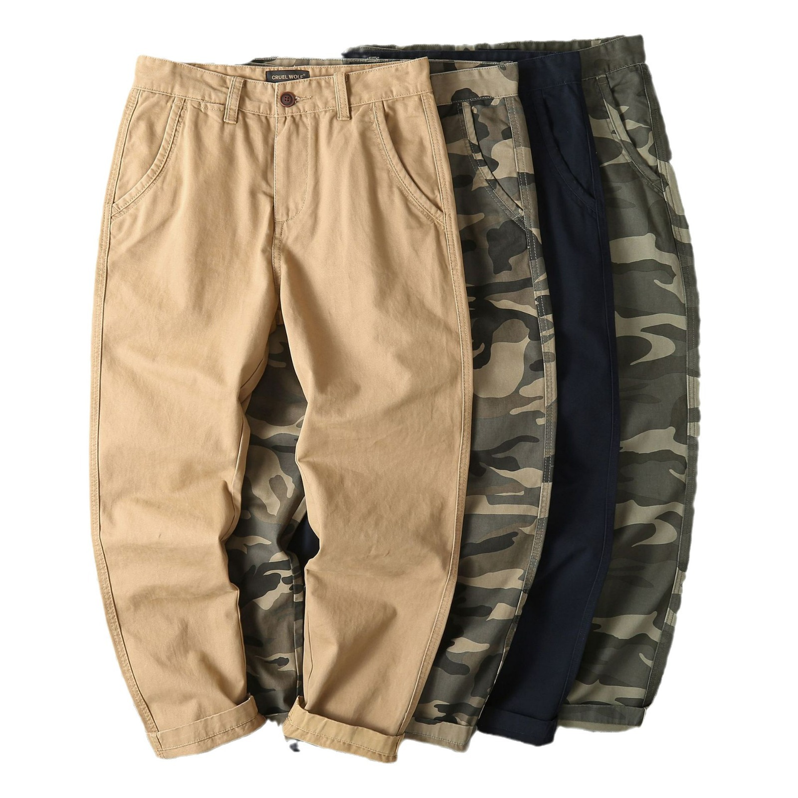 Nuevos pantalones de hombre de primavera y otoño de algodón europeo y americano de camuflaje monos casuales Pantalones rectos pantalones de hombre fábrica al por mayor