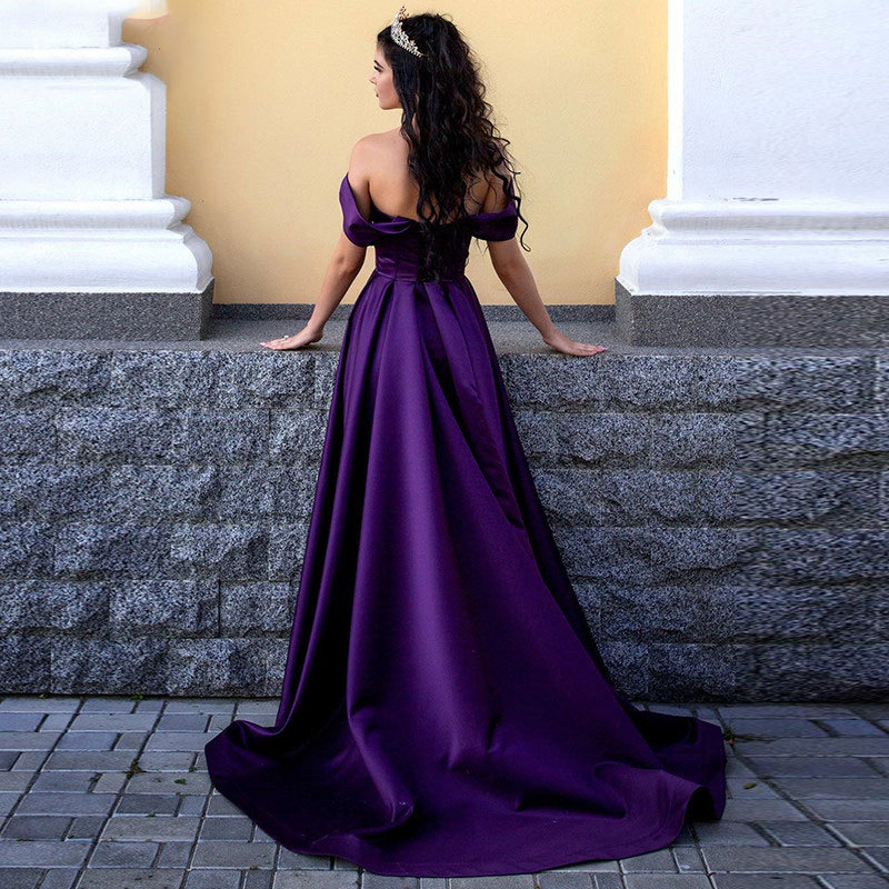 Europa y América del Comercio Exterior Amazon AliExpress deseo nuevo Satén de las mujeres con cuello en V vestido de noche largo adelgazamiento sexy