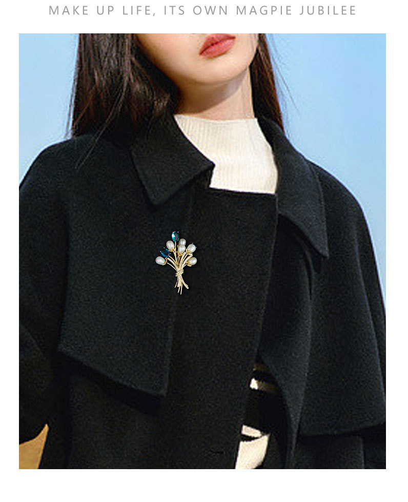 高级感淡水珍珠花束胸针时尚优雅告白气球胸花奢华大气