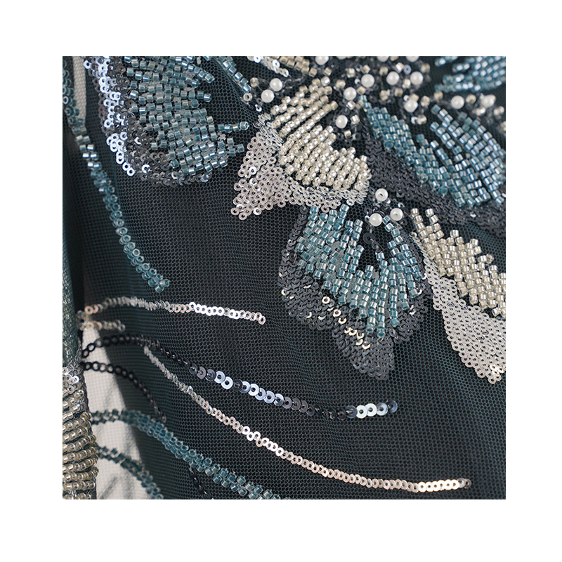 Fabricante de tela de gaza de malla brillante gaza de boda estampado bordado sequinilla tela de prenda de escenario