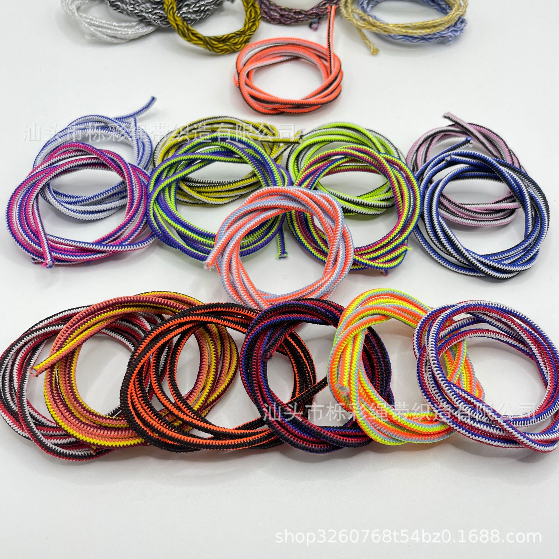 特殊圆形高弹松紧带 跳点反光抽绳 间色圆橡筋特殊圆牛筋花绳鞋带