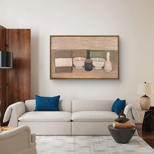 莫兰迪静物画客厅卧室沙发手绘抽象文艺装饰画挂画艺术框油画壁画