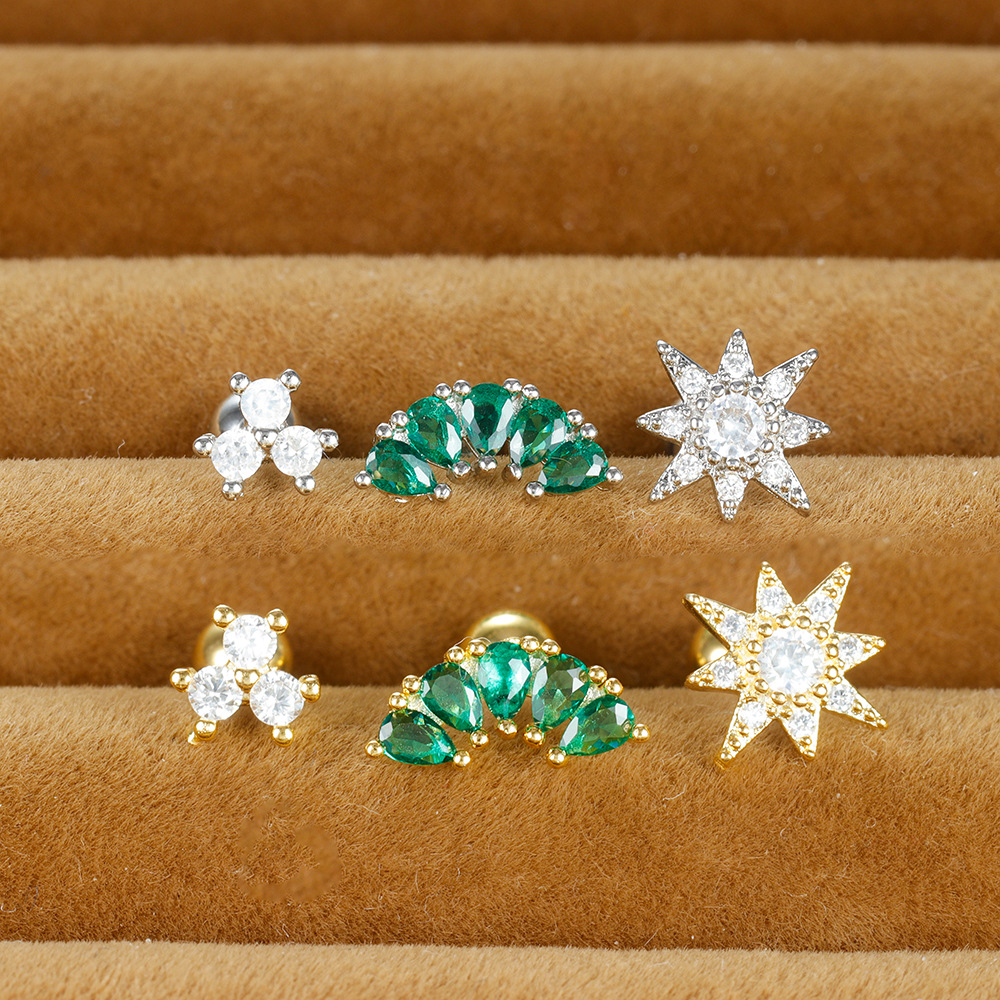 10g Weight 3 Pieces Simple Style Floral Irregular Plating 304 Stainless Steel Ear Studs
