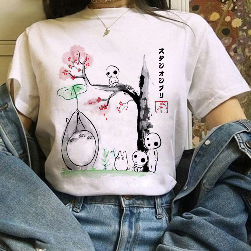 Totoro Ghibli Japanese cartoon animation printed T-shirt short sleeve women's foreign trade cross-border wish/ebay Amazon