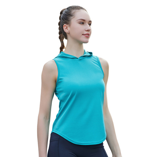 Women's Summer Hooded Tank Top Outdoor Fitness Training Running Quick Dry Tank Top Yoga Top Sports Tank Top