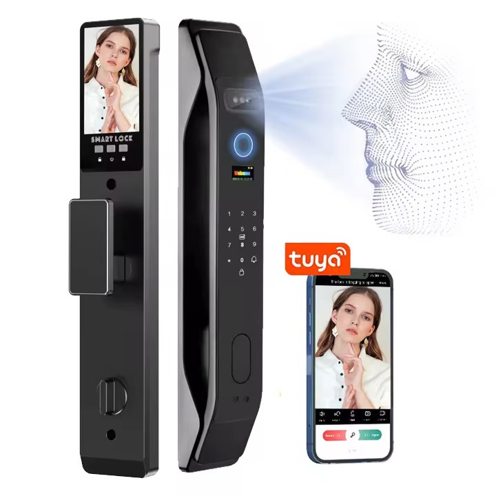 Cerradura Inteligente con Reconocimiento Facial y Huella Digital para Puertas de Madera