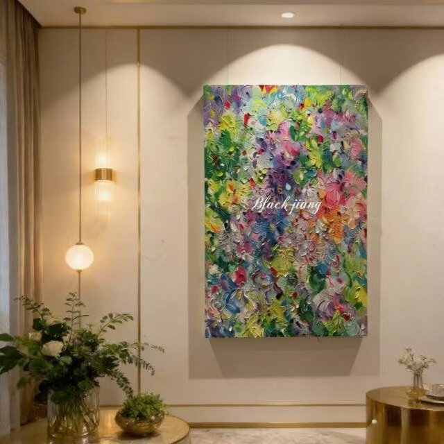 Dopamine Decorative Painting Art Colorful Floral Sofa Large White Wall Living Room Bedroom Abstract Foyer High-End Wall Art Dopamine Decorative Painting Art Colorful Floral Sofa Large White Wall Living Room Bedroom Abstract Foyer High-End Wall Art