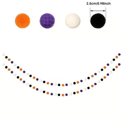 Hair ball string: black and white purple orange