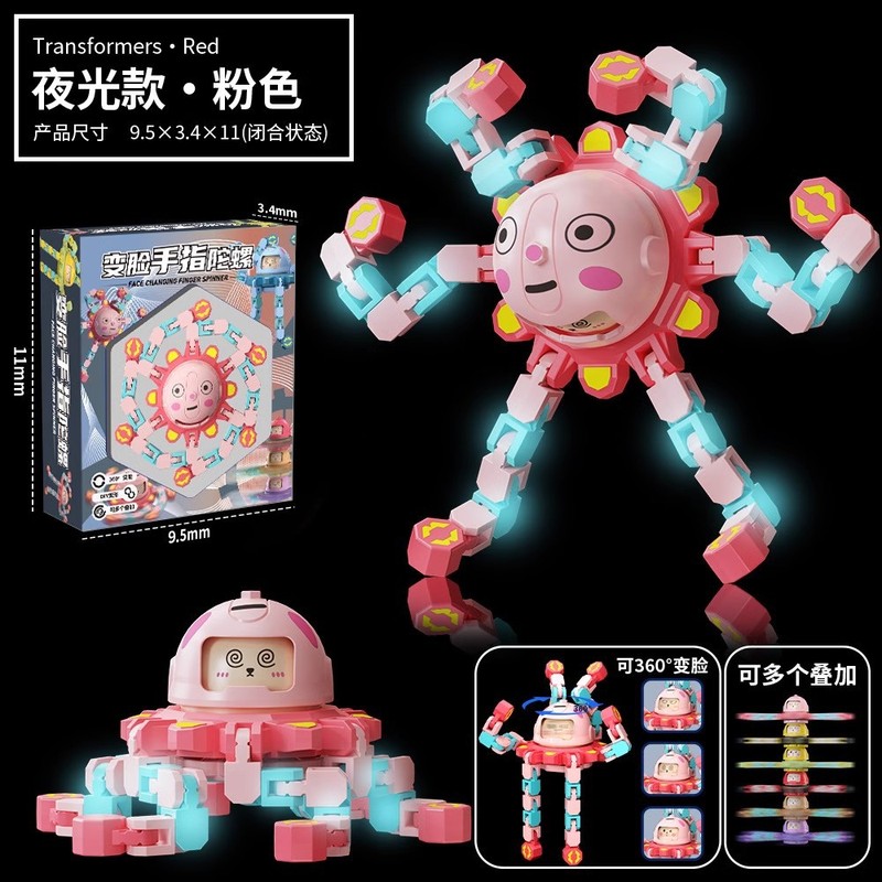 子供のフィンガースピナーおもちゃ変形可能で発光する教育用機械式顔変更フィンガースピナー減圧男の子卸売|undefined