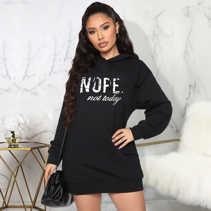Sweater Women Autumn Winter Nope Printed Hooded Mid Length Top Short 5 Sweater Women Autumn Winter Nope Printed Hooded Mid Length Top Short