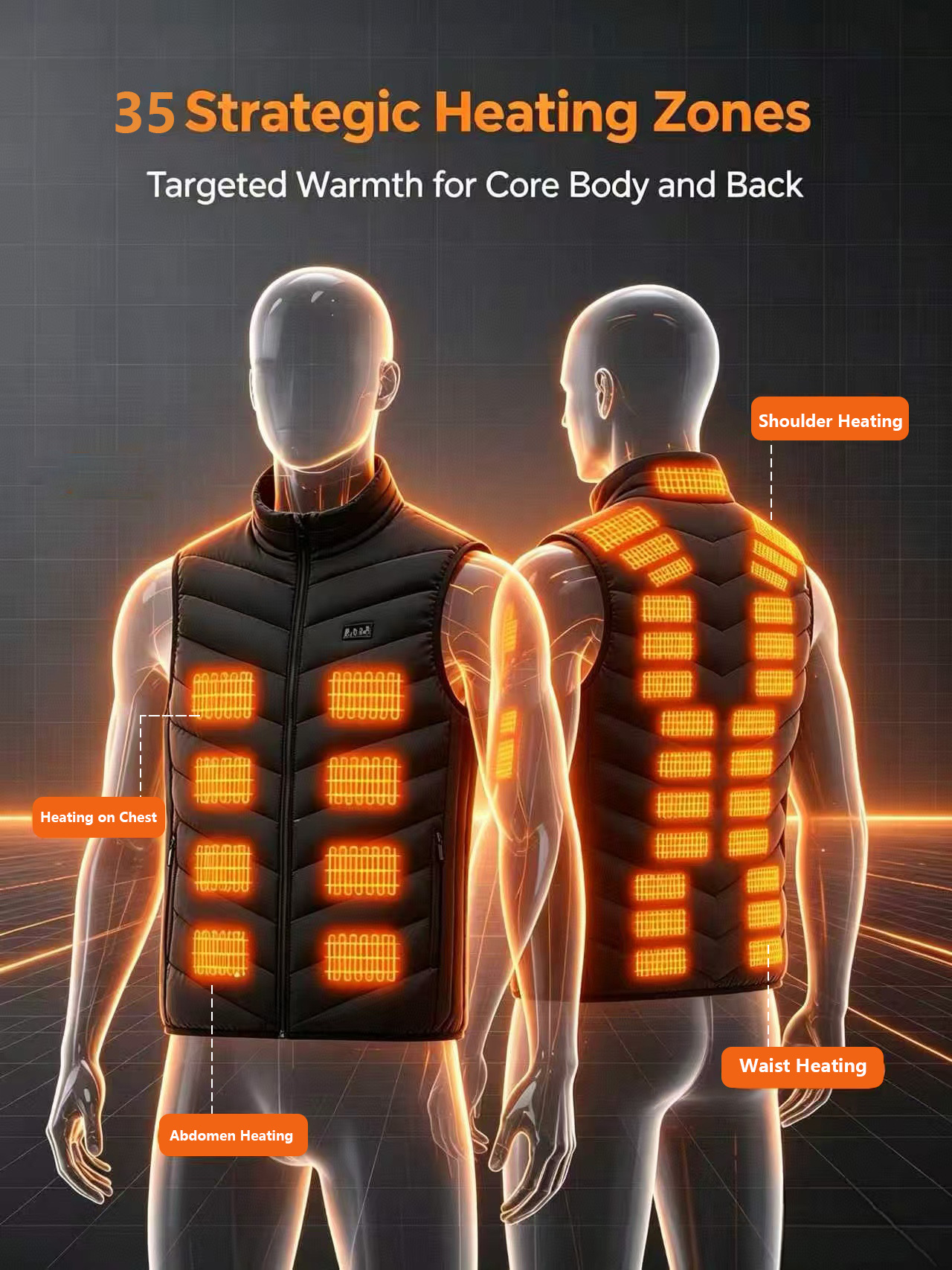 21 beheizte Zonen, elektrisch beheizte Jacken für Damen und Herren, Sportbekleidung, beheizter Mantel, Graphen-Heizmantel, USB-Heizjacke für Camping – Detail 8