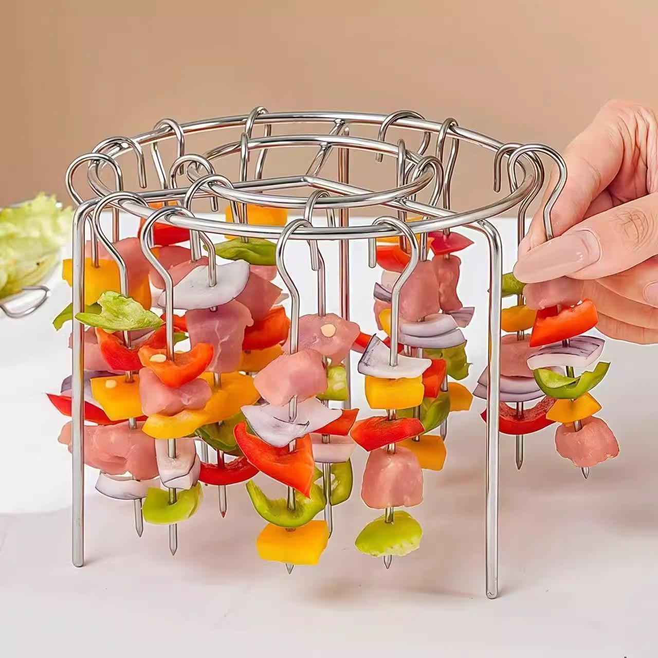 Air Fryer Oven New Model Barbecue Rack Round Hanging Skewer Rack Kitchen Outdoor Stainless Steel Skewer Rack Grill