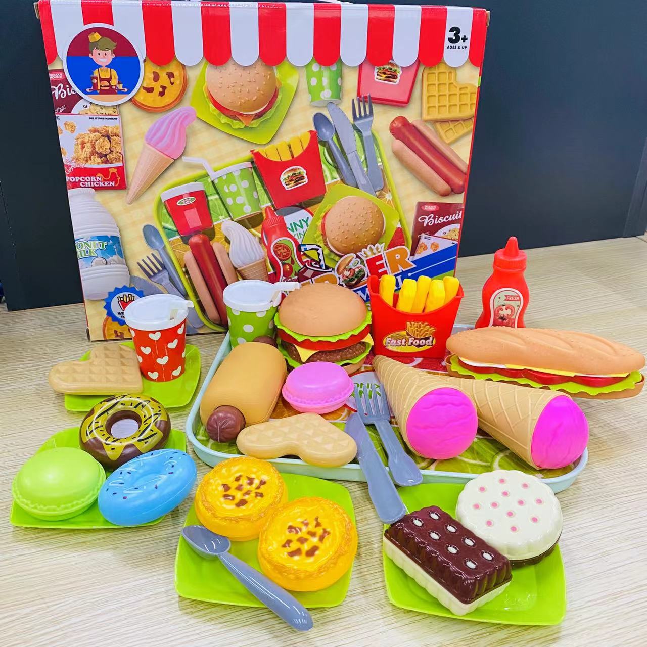 Paquete de modelo de juguete de comida rápida europea y americana