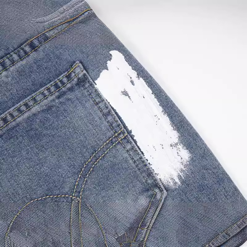 Europa y América de la calle Internet celebridad mismo estilo los hombres y las mujeres lavados pantalones vaqueros marca moda