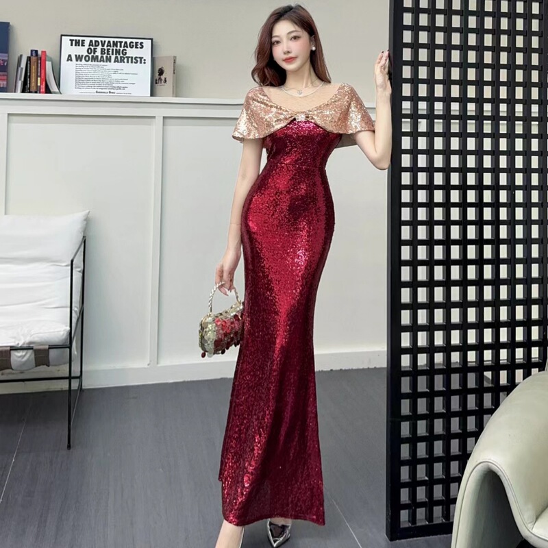 2348 Sexy Sequins Banquet Evening Dress dress Elegant Elegant High Slit Slim-fit Fishtail Slim-fit Long Dress 2348 Sexy Sequins Banquet Evening Dress dress Elegant Elegant High Slit Slim-fit Fishtail Slim-fit Long Dress