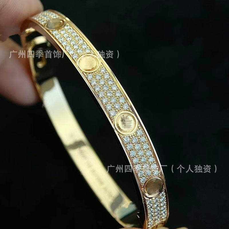 高版卡家经典LOVE满天星手镯CNC男女手环玫瑰金厚镀18K金满钻V金|undefined